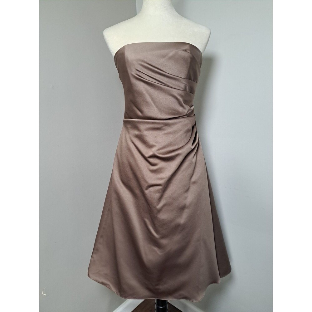 Alfred Angelo Strapless Dress Gown Taupe Formal Size 6* Dance Prom Wedding Party